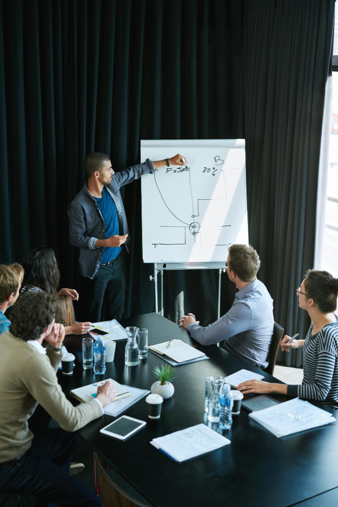Business leader standing confidently